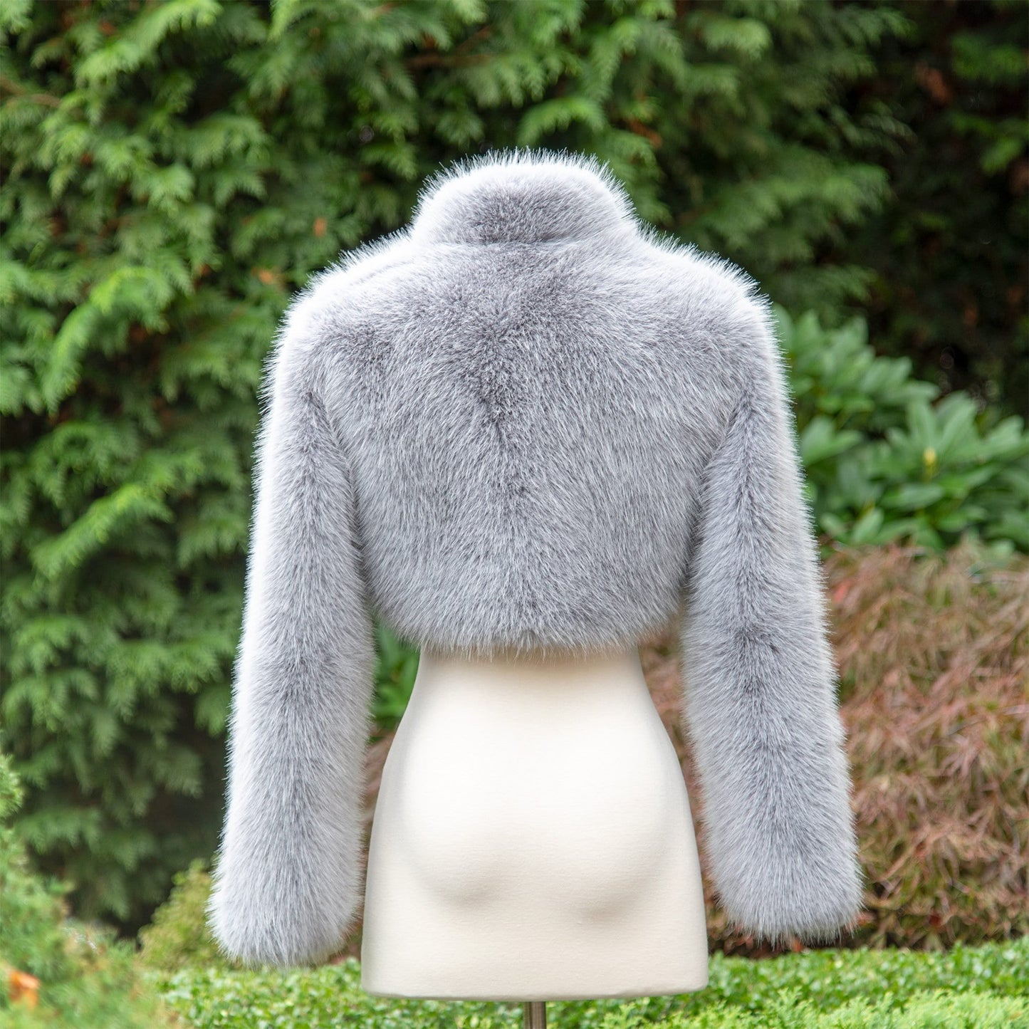 Gray long sleeve faux fur bolero faux fur jacket faux fur coat faux fur shrug FJ002