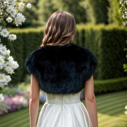 Black faux fur shrug faux fur bolero faux fur jacket FS001-black