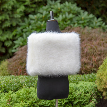 Flower girl's wrap in ivory color with dark brown tips, faux fur shawl for flower girl, faux fur stole, bridal wrap B012F-ivory-darker-tips