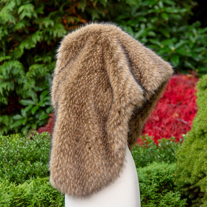 Brown Faux Racoon Fur Bridal Wrap: Fleece Lined Stole