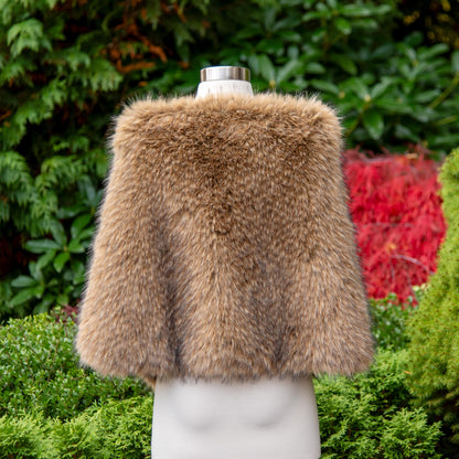 Brown Faux Racoon Fur Bridal Wrap: Fleece Lined Stole
