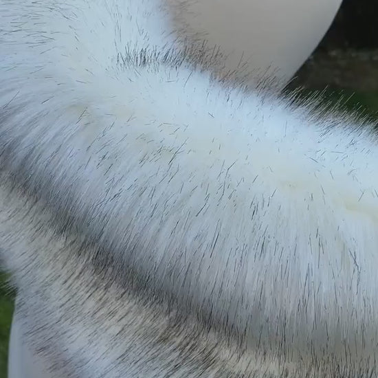 Ivory faux fur wrap faux fur stole faux fur shawl bridal wrap faux fur shrug B005-ivory-black-tips