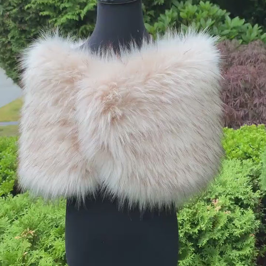 Flower girl's wrap in light blush color, faux fur shawl for flower girl, faux fur stole, faux fur wrap, bridal wrap B012F-light-blush
