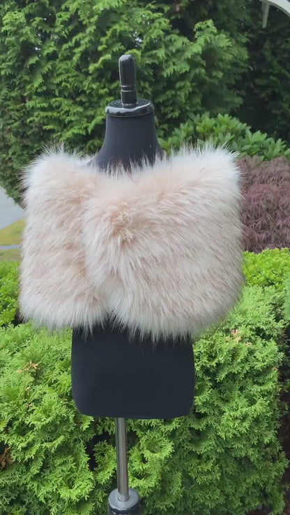 Flower girl's wrap in light blush color, faux fur shawl for flower girl, faux fur stole, faux fur wrap, bridal wrap B012F-light-blush