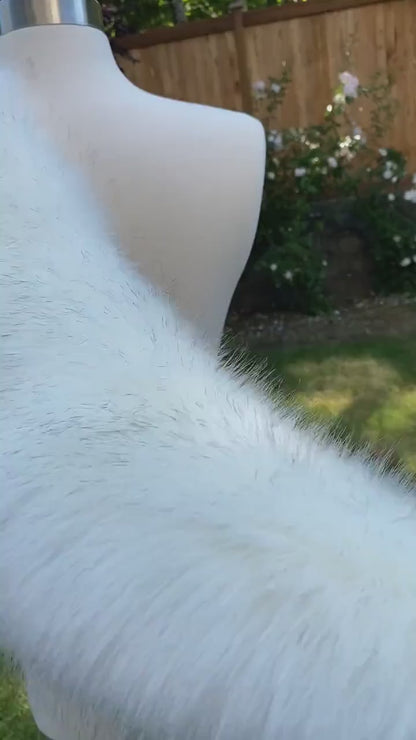 Ivory faux fur wrap faux fur stole faux fur shawl bridal wrap faux fur shrug B005-ivory-dark-brown-tips