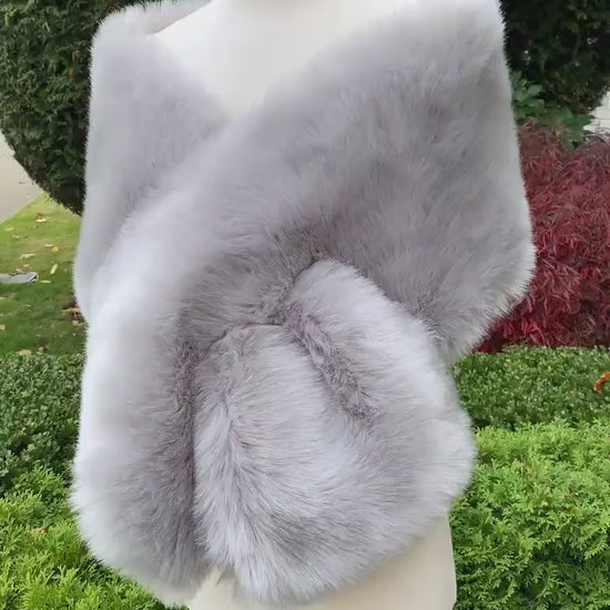 Light Gray faux fur wrap faux fur stole faux fur shawl bridal wrap faux fur shrug B008-light-gray