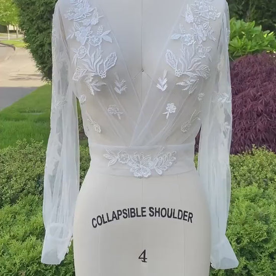 Bishop sleeve wedding dress topper | light ivory bridal lace topper | bridal lace jacket | bridal separates