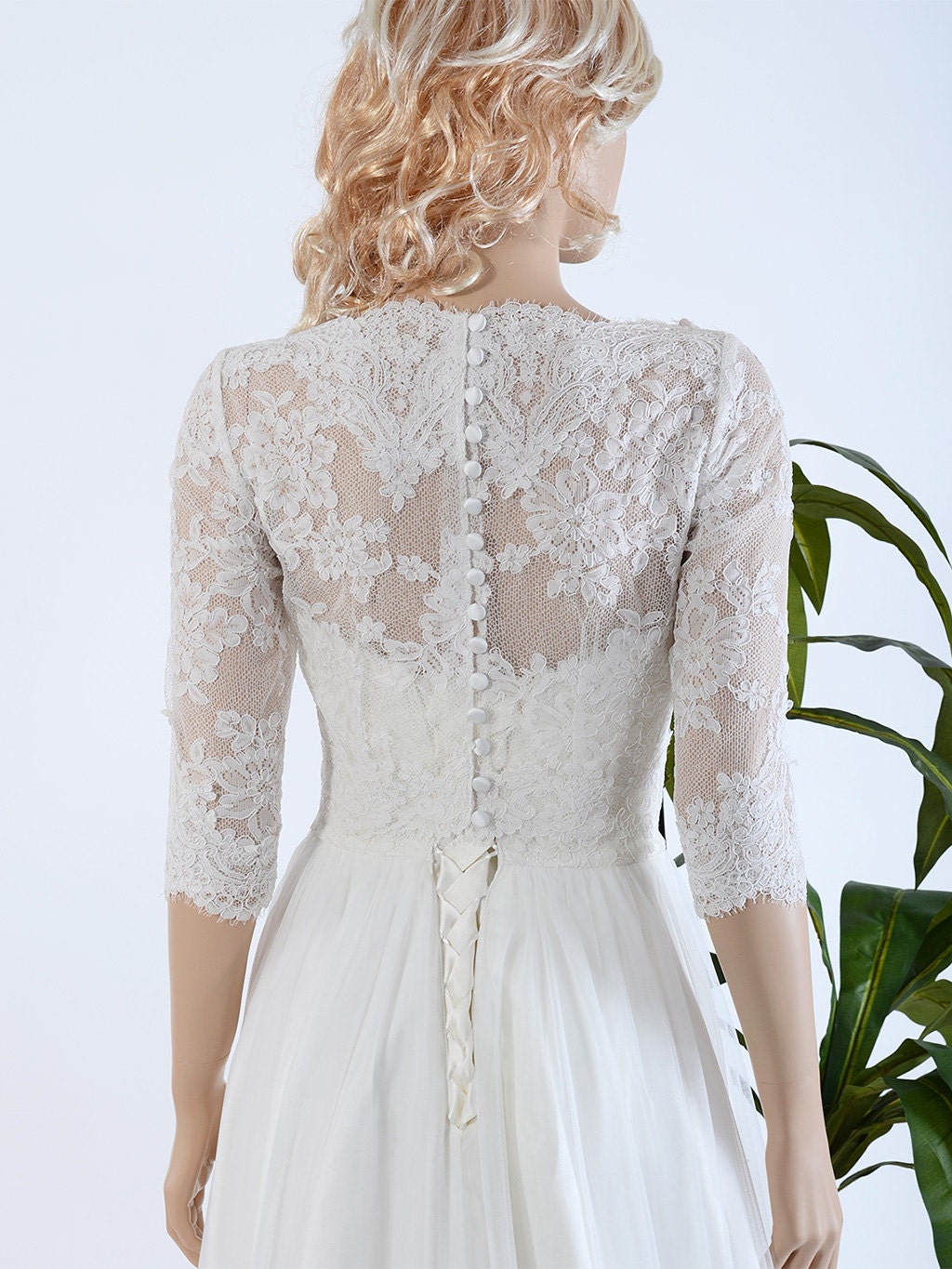 3/4 sleeve lace topper | bridal lace topper | bridal lace jacket | bridal separates