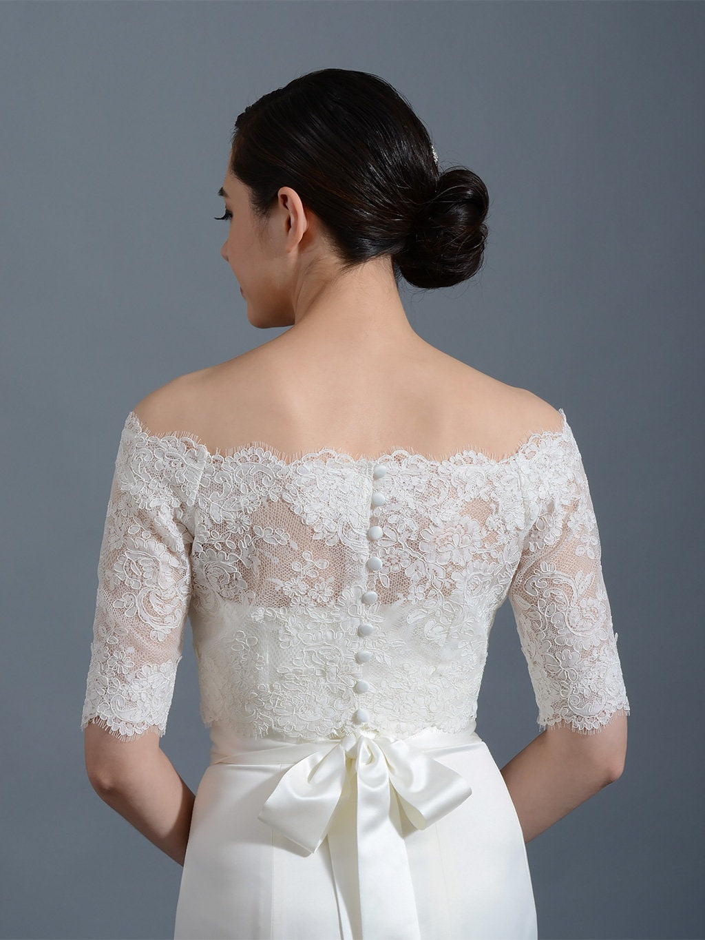 Bridal bolero, Off-Shoulder, lace bolero, wedding bolero, wedding jacket, lace shrug, bridal jacket, bridal lace topper, Alencon Lace