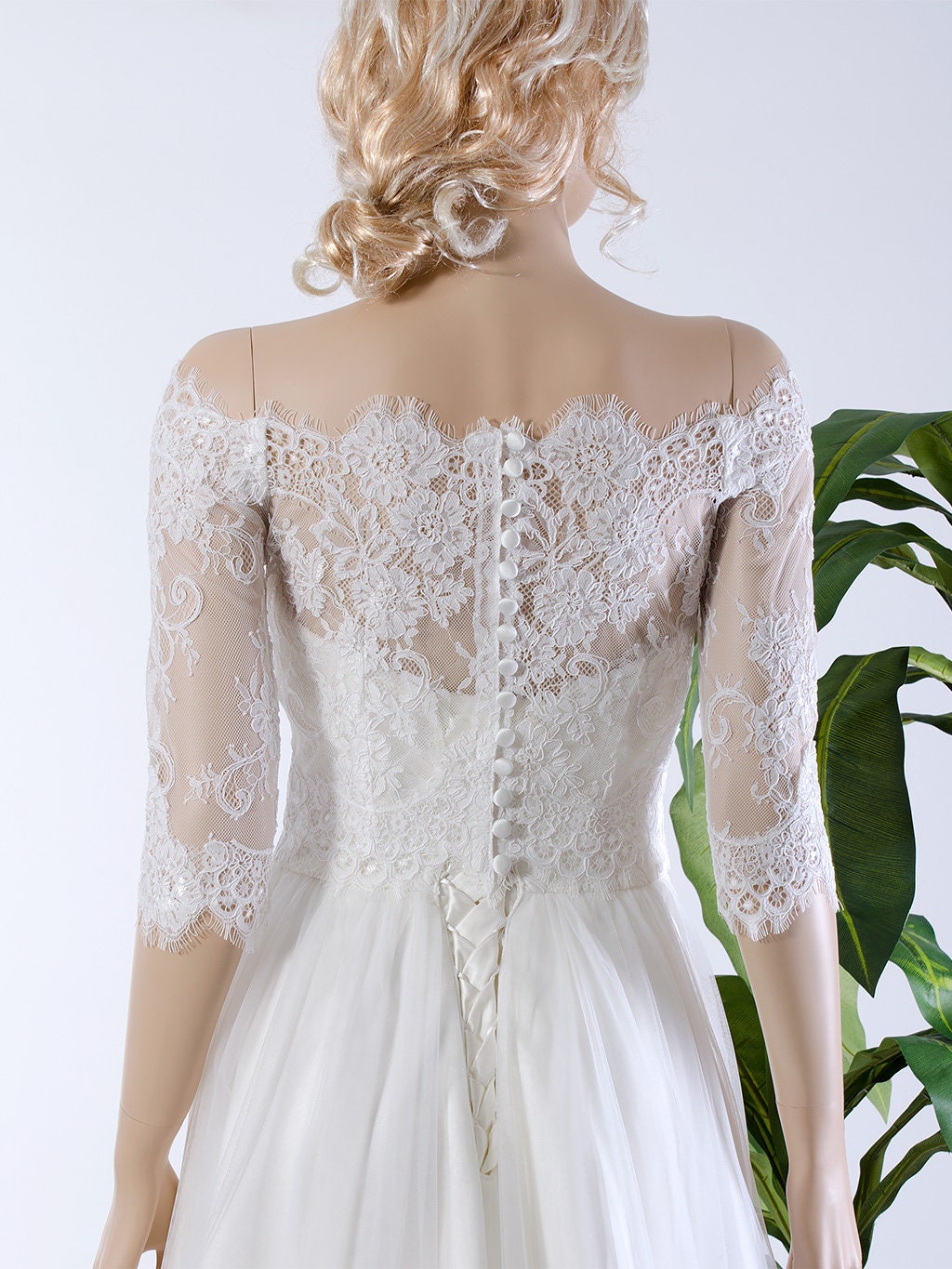 Bridal bolero light ivory lace bolero wedding bolero wedding jacket lace shrug bridal lace topper off shoulder lace bolero WJ035