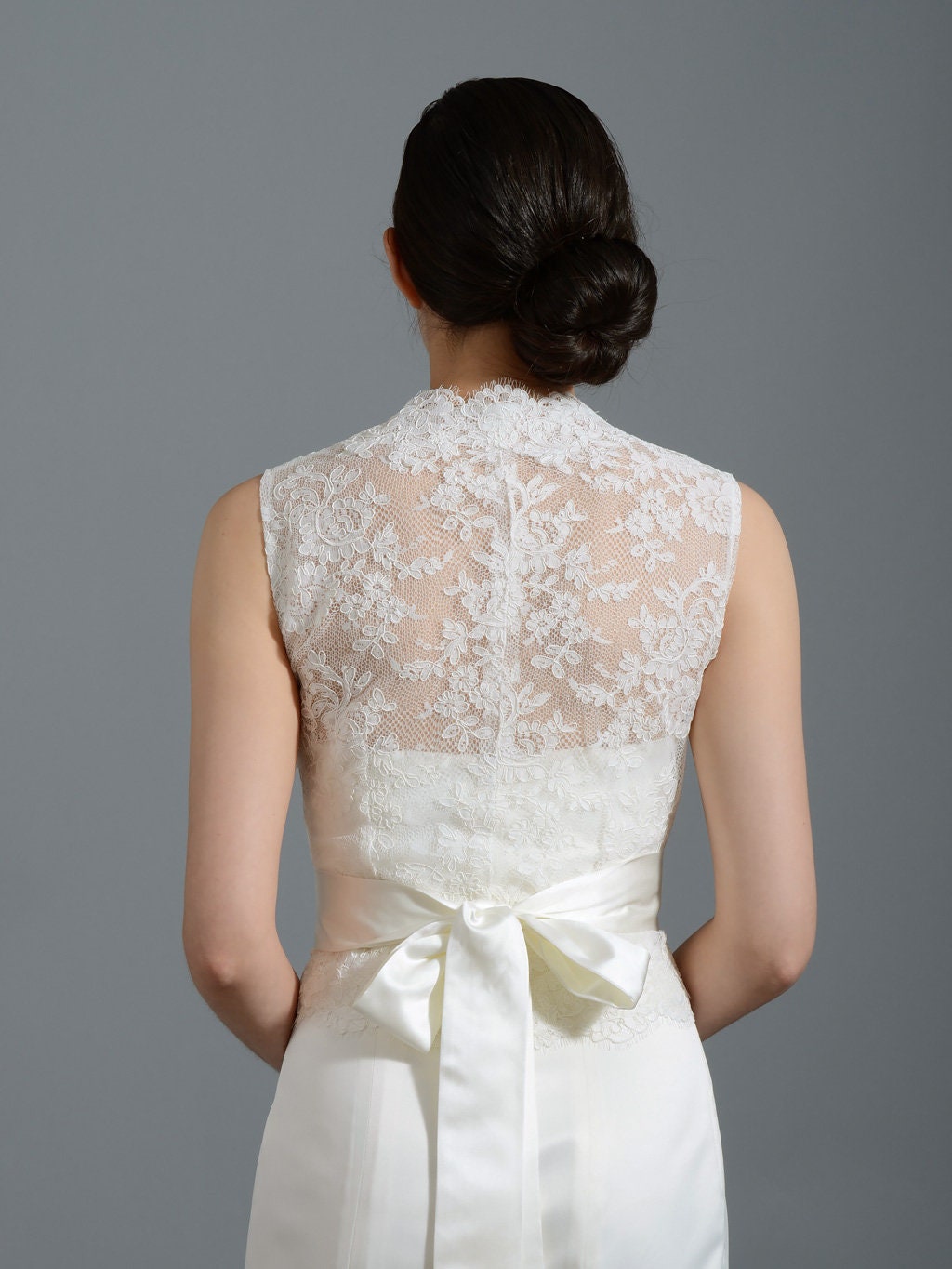 Ivory Lace jacket Bridal Bolero Wedding jacket wedding bolero sleeveless alencon lace