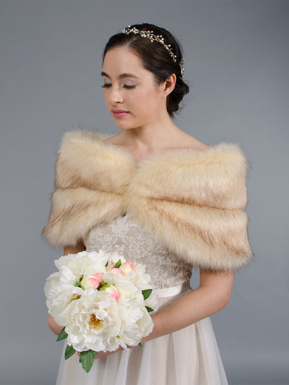 faux fur wrap faux fur stole faux fur shawl bridal wrap wedding shrug bridal shrug faux fur cape faux fur wrap bridal B003-champagne