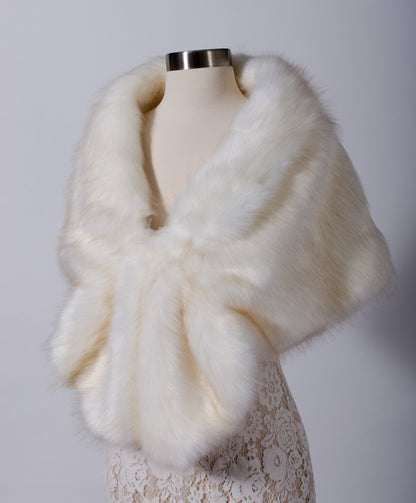 Ivory faux fur wrap faux fur stole faux fur shawl bridal wrap wedding shrug bridal shrug faux fur cape B006-ivory-browntips