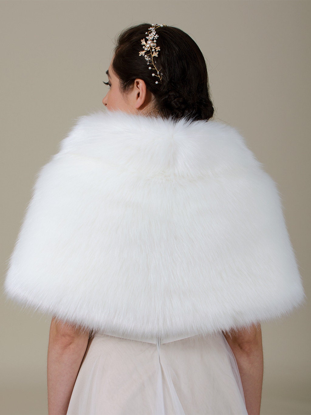 Ivory faux fur wrap faux fur stole B006-Ivory