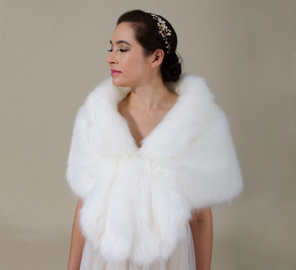 Ivory faux fur wrap faux fur stole B006-Ivory
