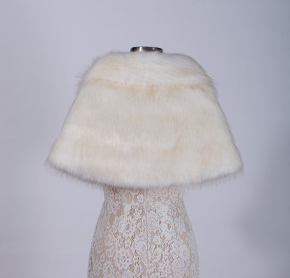Ivory faux fur wrap faux fur stole faux fur shawl bridal wrap wedding shrug bridal shrug faux fur cape B006-ivory-browntips