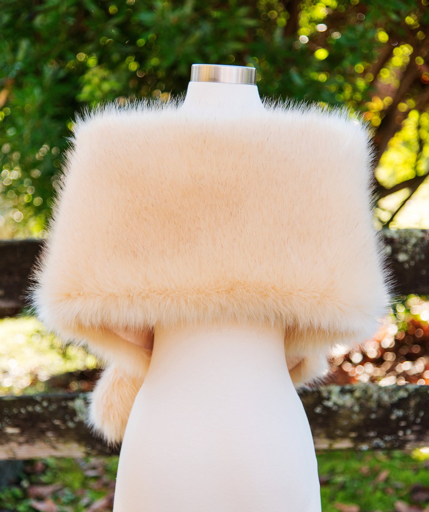 Champagne faux fur bridal wrap faux fur shawl faux fur stole faux fur shrug with brown tips B005-champagne