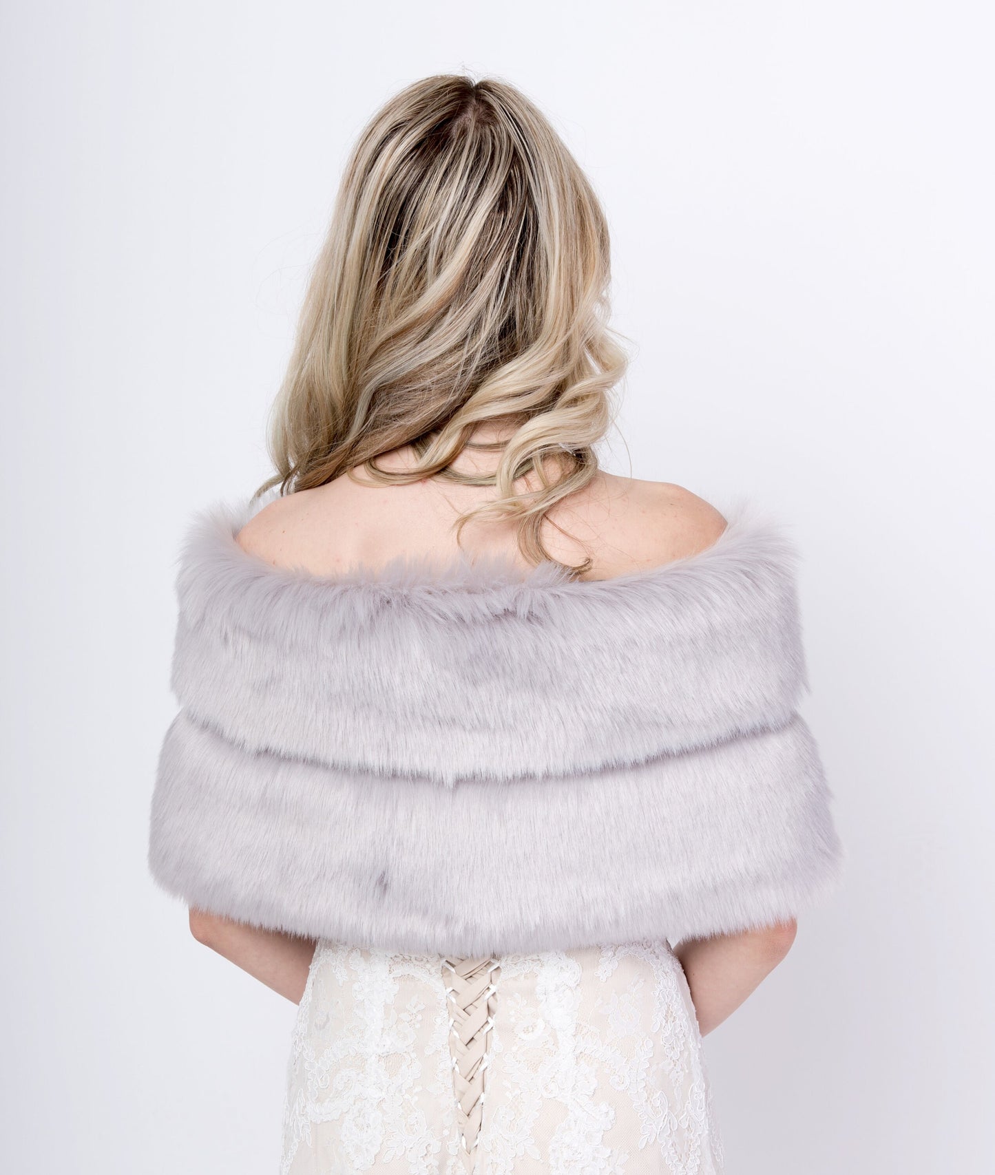 Light gray faux fur wrap faux fur stole faux fur shawl bridal wrap wedding shrug bridal shrug faux fur cape B009-lightgray