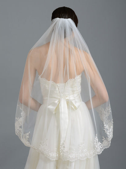 Wedding veil, bridal veil, wedding veil ivory, elbow length wedding veil lace lace bridal veil