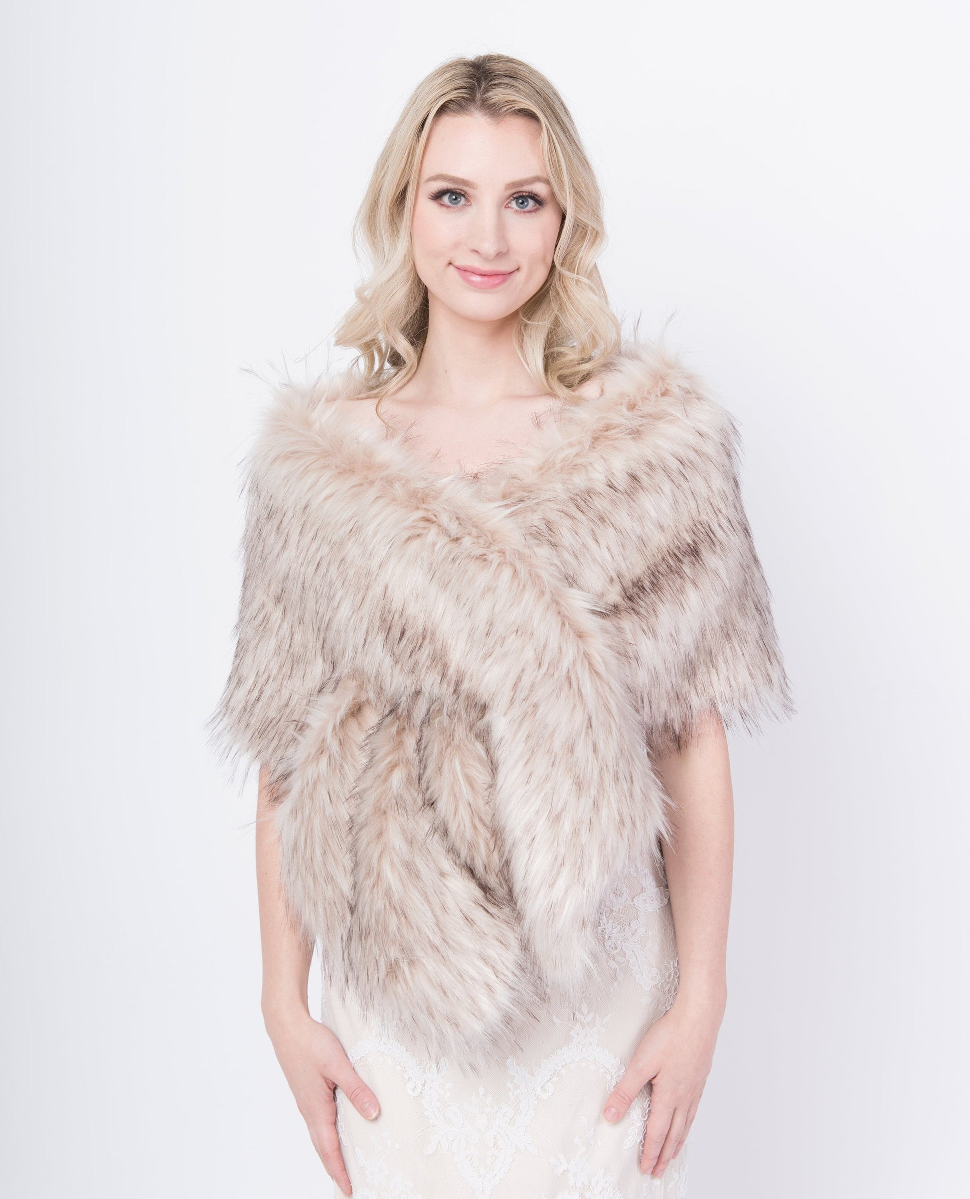 Blush / beige / light brown faux fur wrap faux fur stole faux fur shawl B005-blush