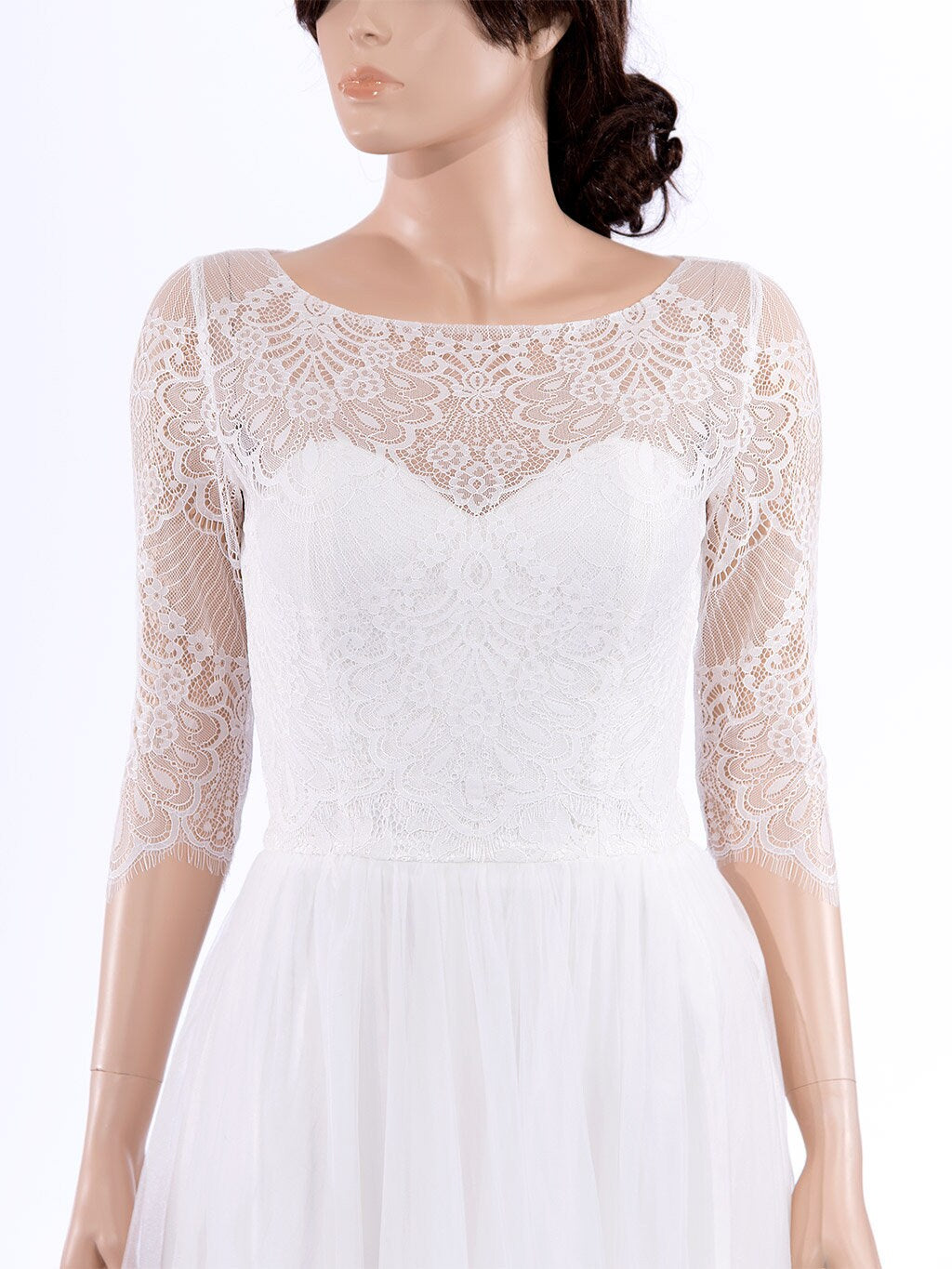 3/4 sleeve lace topper | bridal lace topper | bridal lace jacket | bridal separates