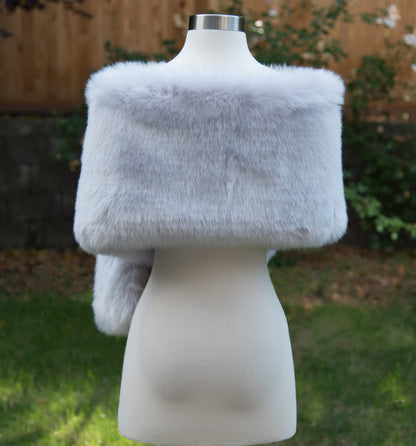 Light Gray faux fur wrap faux fur stole faux fur shawl bridal wrap faux fur shrug