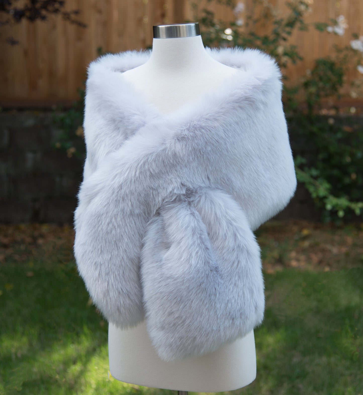 Light Gray faux fur wrap faux fur stole faux fur shawl bridal wrap faux fur shrug