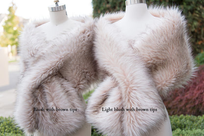 Blush faux fur wrap faux fur stole faux fur shawl bridal wrap bridal cape faux fur shrug B005-blush