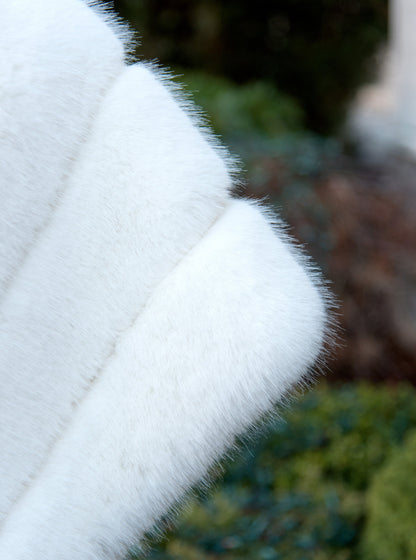Pocket! 16" pure light ivory faux fur wrap, faux fur stole, faux fur shawl, bridal wrap, wedding shrug, faux fur cape B001-pure-light-ivory