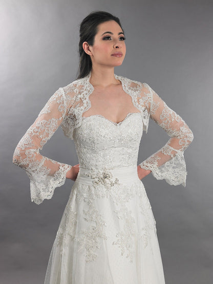 Bell sleeve wedding bolero, lace bolero, bridal bolero jacket, Ivory bolero, re-embroidered lace bolero, alencon lace