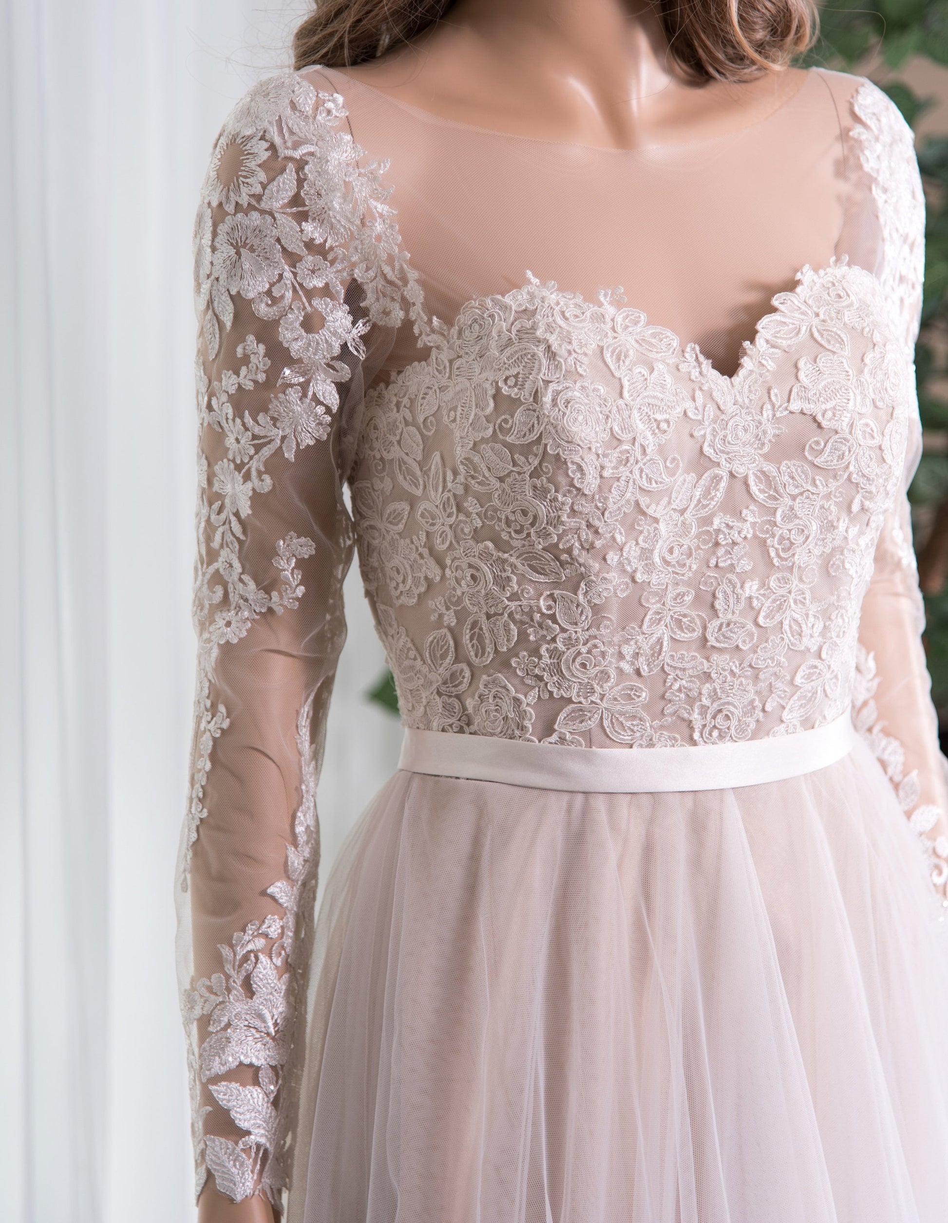 Light ivory long sleeve wedding dress topper | light ivory bridal lace topper | bridal lace jacket | bridal separates