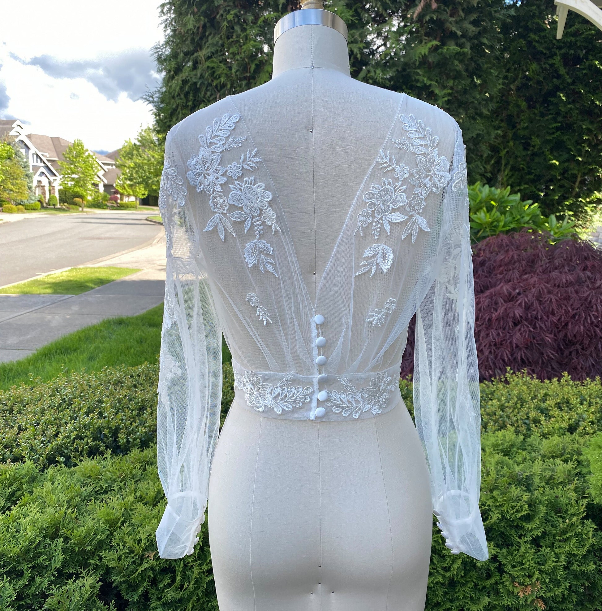 Bishop sleeve wedding dress topper | light ivory bridal lace topper | bridal lace jacket | bridal separates