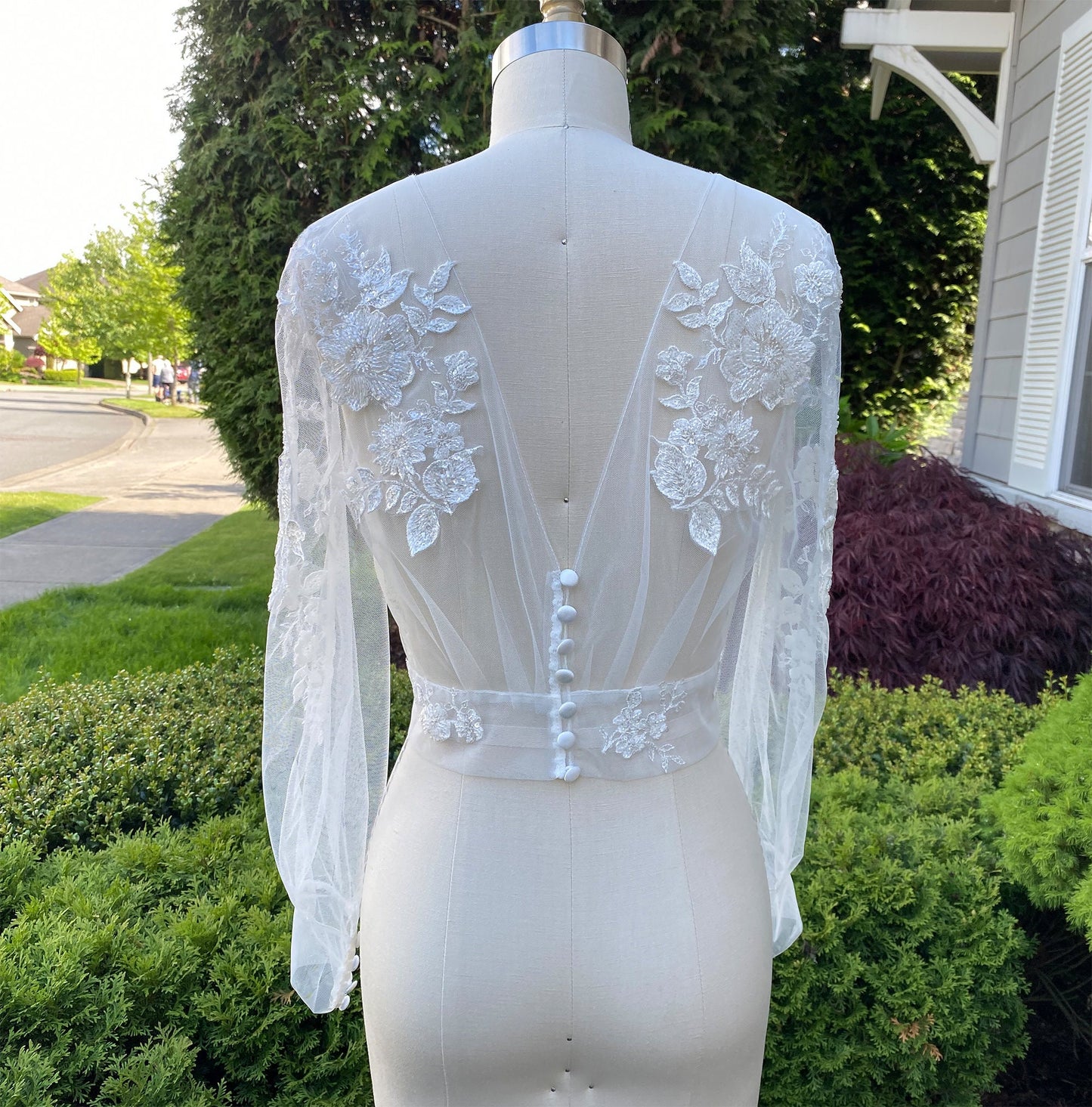 Bishop sleeve beaded wedding dress topper | light ivory bridal lace topper | bridal lace jacket | bridal separates