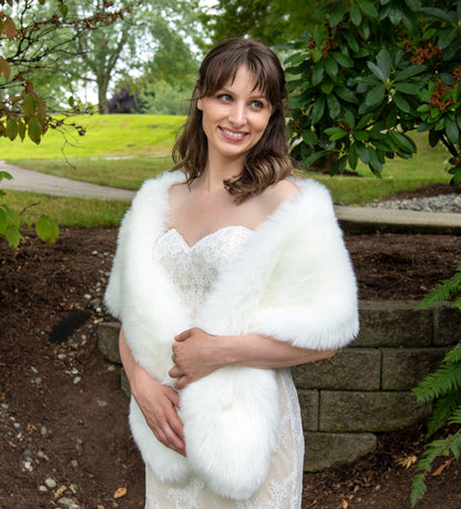 Light ivory faux fur wrap faux fur stole faux fur shawl bridal wrap faux fur shrug