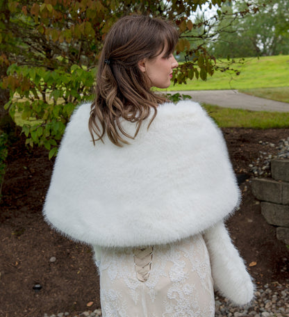 16" pure light ivory faux fur wrap with pocket faux fur stole faux fur shawl bridal wrap wedding shrug faux fur cape B001nl-pure-light-ivory