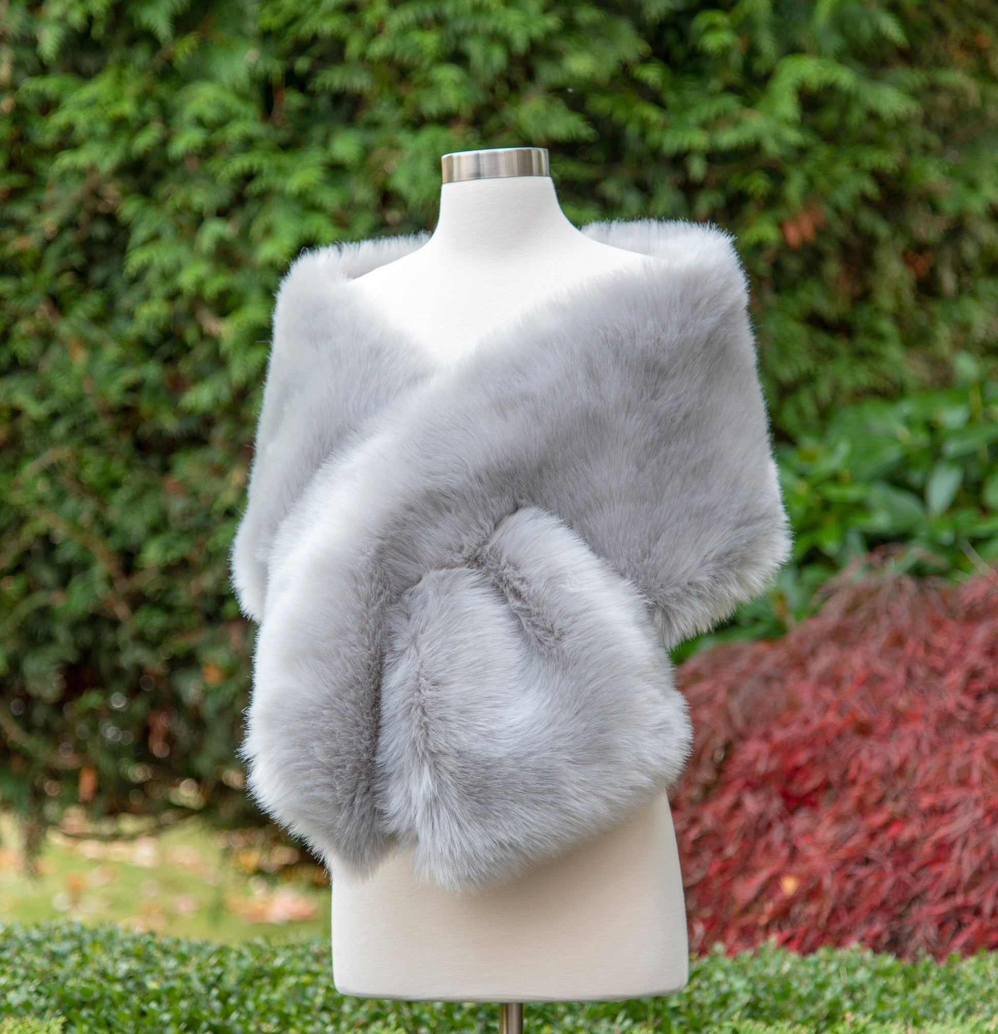 Light Gray faux fur wrap faux fur stole faux fur shawl bridal wrap faux fur shrug B008-light-gray