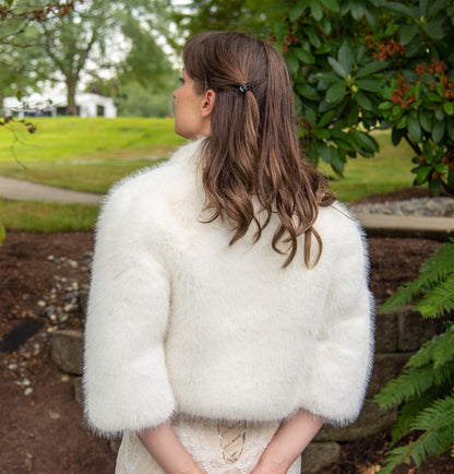 Light ivory faux fur jacket faux fur coat faux fur bolero faux fur shrug FJ001-light-ivory