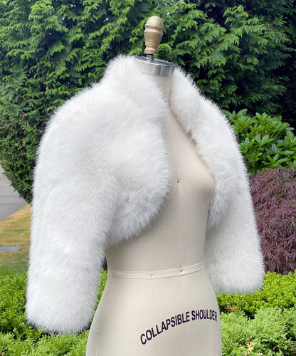 Light ivory faux fur bolero faux fur jacket faux fur shrug faux fur coat FB010-light-ivory
