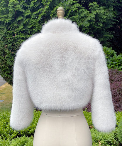 Light ivory faux fur bolero faux fur jacket faux fur shrug faux fur coat FB010-light-ivory